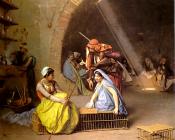 Almehs Playing Chess in a Cafe - 让·莱昂·杰罗姆